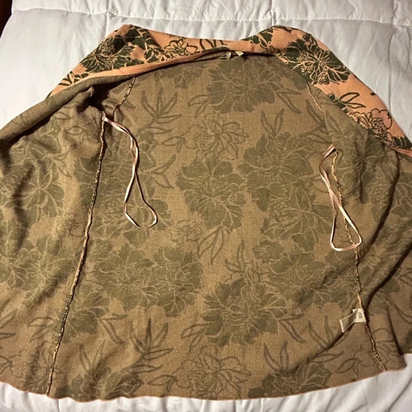 Soft Surroundings Desert Rose Peach Dreams Open Front Floral Cardigan Size M - Picture 5 of 8